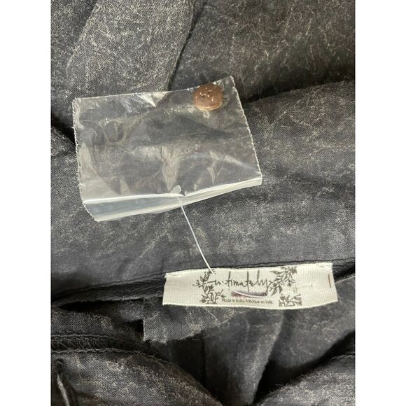 Free People Women's XS Black Shirt Semi-Sheer Button-Up Handkerchief-Hem Boho - Picture 4 of 11